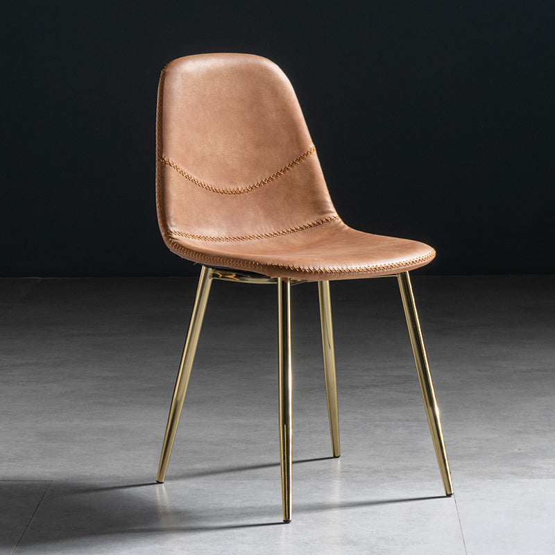 Glam Style Metal Dining Chair Dining Side Armless Chairs for Kitchen Orange 1 Piece Brass Gold Clearhalo ' kitchen&dining_furn' 'Dining Chairs' 'Dining Tables & Seating' 'dining_chair' 'furn' 'furn_dining_chair' 'Furniture' 'furniture_dining_chair' 'Kitchen & Dining Furniture' 'kitchen' 4209507