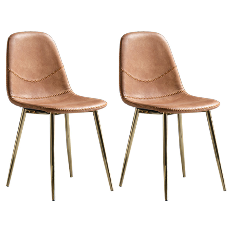 Glam Style Metal Dining Chair Dining Side Armless Chairs for Kitchen Orange 2 Piece Set Brass Gold Clearhalo ' kitchen&dining_furn' 'Dining Chairs' 'Dining Tables & Seating' 'dining_chair' 'furn' 'furn_dining_chair' 'Furniture' 'furniture_dining_chair' 'Kitchen & Dining Furniture' 'kitchen' 4209508