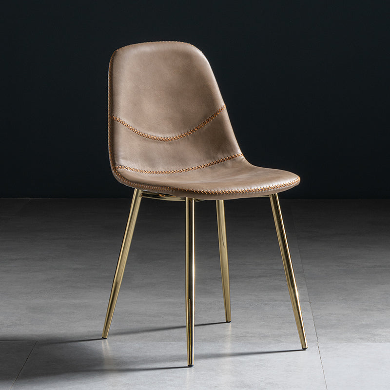 Glam Style Metal Dining Chair Dining Side Armless Chairs for Kitchen Brown 1 Piece Brass Gold Clearhalo ' kitchen&dining_furn' 'Dining Chairs' 'Dining Tables & Seating' 'dining_chair' 'furn' 'furn_dining_chair' 'Furniture' 'furniture_dining_chair' 'Kitchen & Dining Furniture' 'kitchen' 4209510