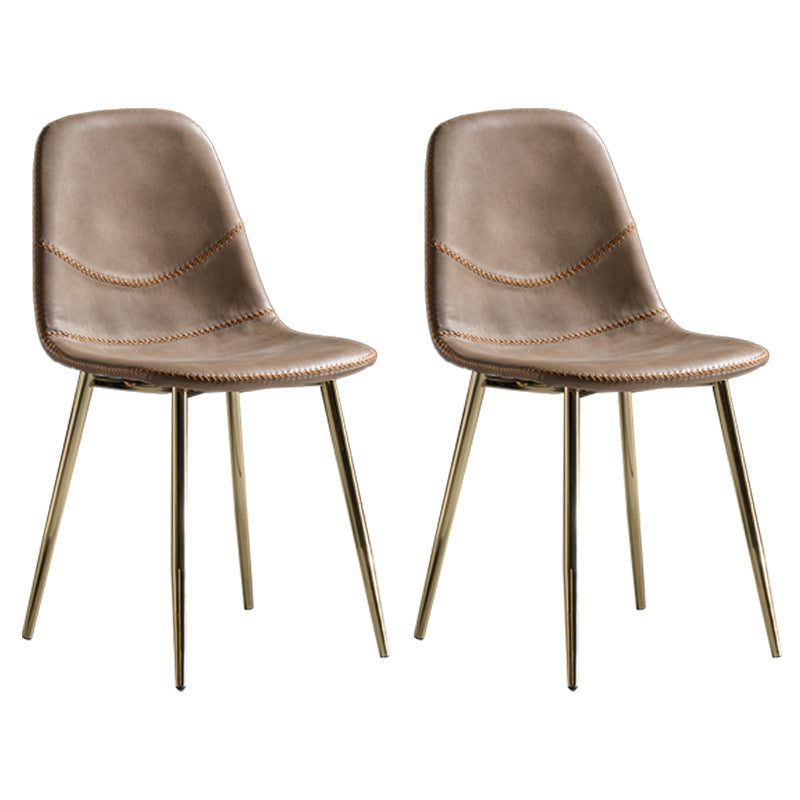 Glam Style Metal Dining Chair Dining Side Armless Chairs for Kitchen Brown 2 Piece Set Brass Gold Clearhalo ' kitchen&dining_furn' 'Dining Chairs' 'Dining Tables & Seating' 'dining_chair' 'furn' 'furn_dining_chair' 'Furniture' 'furniture_dining_chair' 'Kitchen & Dining Furniture' 'kitchen' 4209511