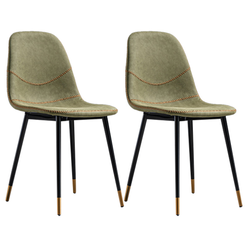 Glam Style Metal Dining Chair Dining Side Armless Chairs for Kitchen Green 2 Piece Set Black Gold Clearhalo ' kitchen&dining_furn' 'Dining Chairs' 'Dining Tables & Seating' 'dining_chair' 'furn' 'furn_dining_chair' 'Furniture' 'furniture_dining_chair' 'Kitchen & Dining Furniture' 'kitchen' 4209514