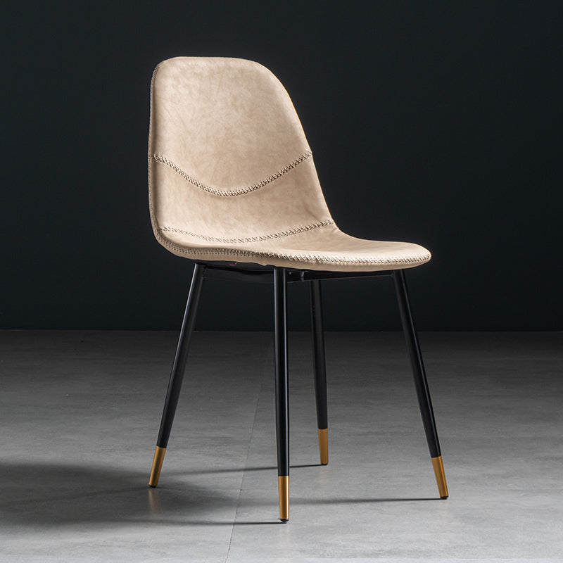 Glam Style Metal Dining Chair Dining Side Armless Chairs for Kitchen Off-White 1 Piece Black Gold Clearhalo ' kitchen&dining_furn' 'Dining Chairs' 'Dining Tables & Seating' 'dining_chair' 'furn' 'furn_dining_chair' 'Furniture' 'furniture_dining_chair' 'Kitchen & Dining Furniture' 'kitchen' 4209519