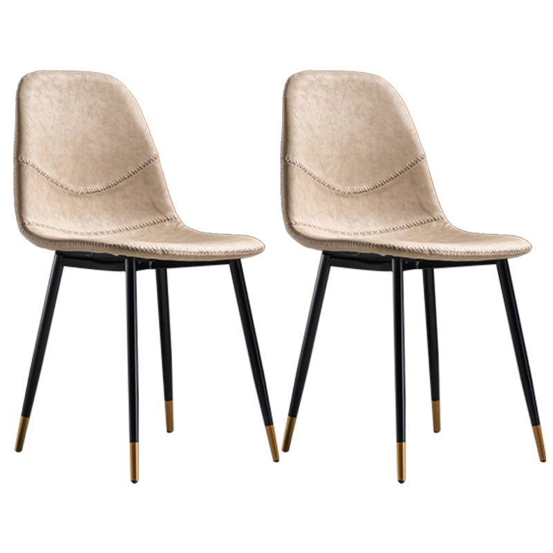 Glam Style Metal Dining Chair Dining Side Armless Chairs for Kitchen Off-White 2 Piece Set Black Gold Clearhalo ' kitchen&dining_furn' 'Dining Chairs' 'Dining Tables & Seating' 'dining_chair' 'furn' 'furn_dining_chair' 'Furniture' 'furniture_dining_chair' 'Kitchen & Dining Furniture' 'kitchen' 4209520