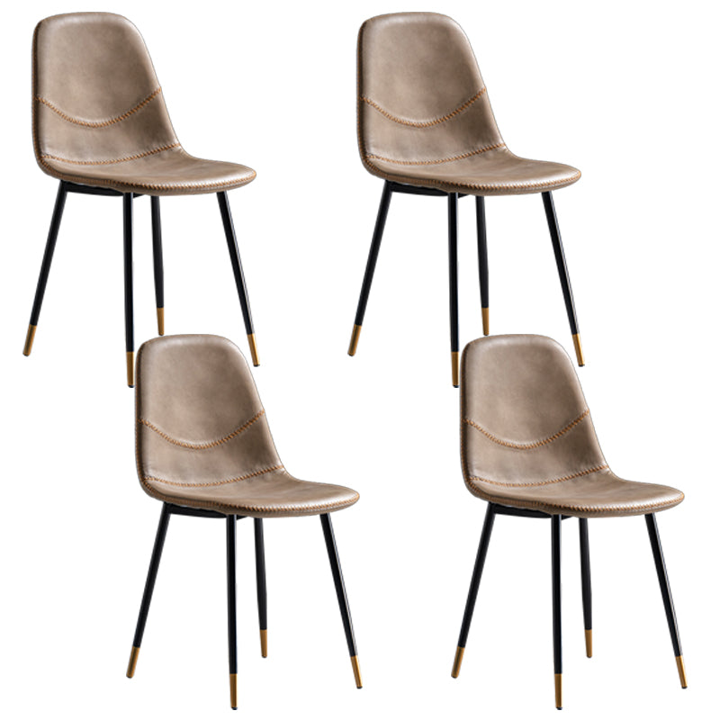 Glam Style Metal Dining Chair Dining Side Armless Chairs for Kitchen Brown 4 Piece Set Black Gold Clearhalo ' kitchen&dining_furn' 'Dining Chairs' 'Dining Tables & Seating' 'dining_chair' 'furn' 'furn_dining_chair' 'Furniture' 'furniture_dining_chair' 'Kitchen & Dining Furniture' 'kitchen' 4209524