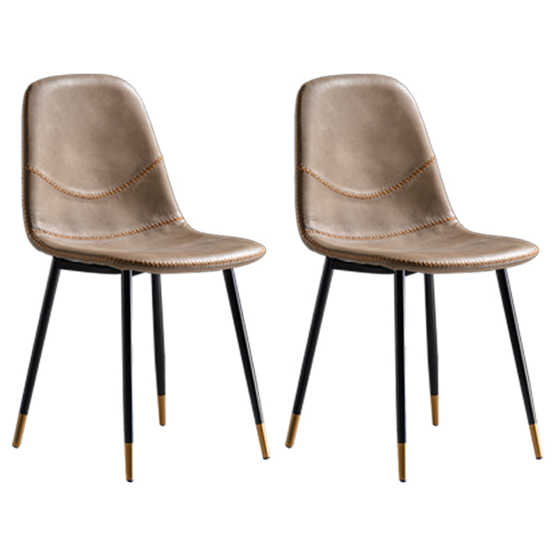 Glam Style Metal Dining Chair Dining Side Armless Chairs for Kitchen Brown 2 Piece Set Black Gold Clearhalo ' kitchen&dining_furn' 'Dining Chairs' 'Dining Tables & Seating' 'dining_chair' 'furn' 'furn_dining_chair' 'Furniture' 'furniture_dining_chair' 'Kitchen & Dining Furniture' 'kitchen' 4209526