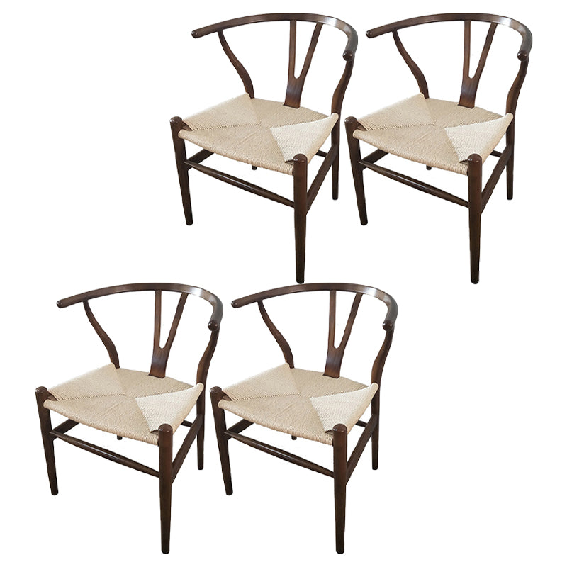 Contemporary Style Ash Wood Chair Dining Room Fork Bone Back Chairs Set Off-White 4 Piece Set Clearhalo ' kitchen&dining_furn' 'Dining Chairs' 'Dining Tables & Seating' 'dining_chair' 'furn' 'furn_dining_chair' 'Furniture' 'furniture_dining_chair' 'Kitchen & Dining Furniture' 'kitchen' 4210589
