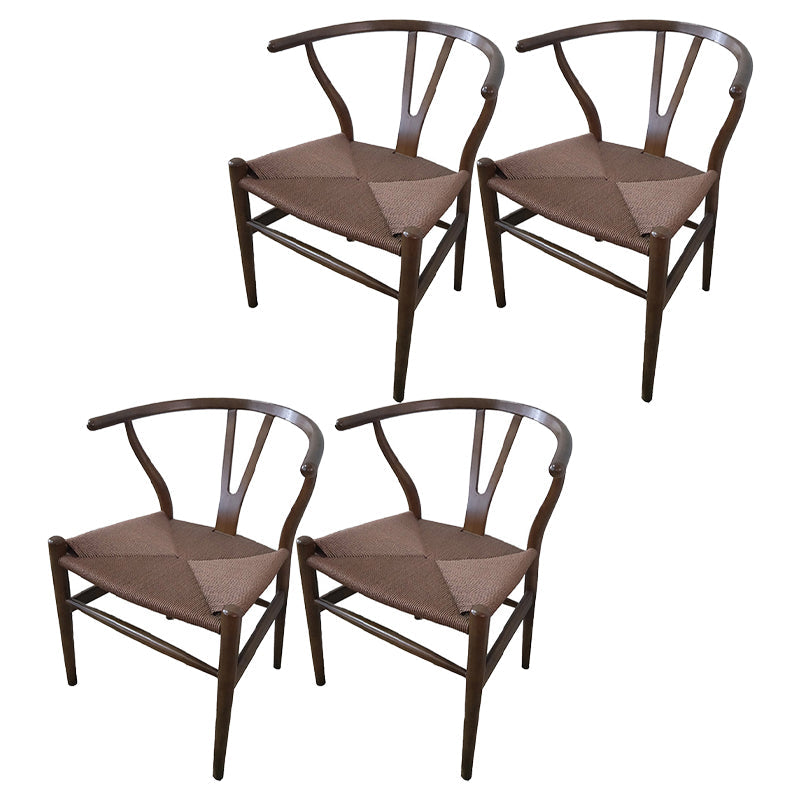 Contemporary Style Ash Wood Chair Dining Room Fork Bone Back Chairs Set Light Coffee 4 Piece Set Clearhalo ' kitchen&dining_furn' 'Dining Chairs' 'Dining Tables & Seating' 'dining_chair' 'furn' 'furn_dining_chair' 'Furniture' 'furniture_dining_chair' 'Kitchen & Dining Furniture' 'kitchen' 4210592