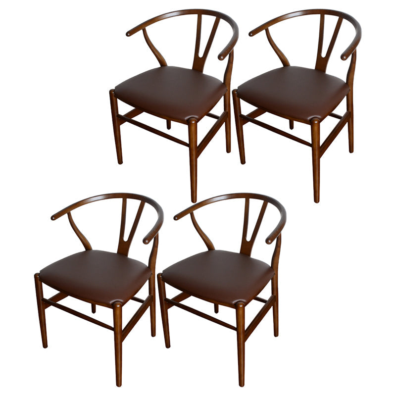 Contemporary Style Ash Wood Chair Dining Room Fork Bone Back Chairs Set Brown 4 Piece Set Clearhalo ' kitchen&dining_furn' 'Dining Chairs' 'Dining Tables & Seating' 'dining_chair' 'furn' 'furn_dining_chair' 'Furniture' 'furniture_dining_chair' 'Kitchen & Dining Furniture' 'kitchen' 4210595