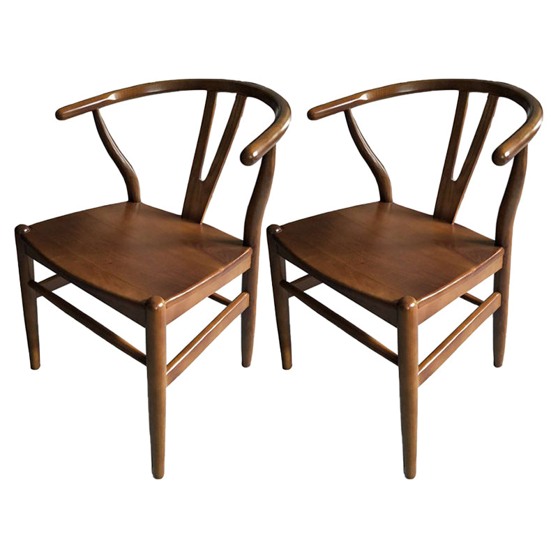 Contemporary Style Ash Wood Chair Dining Room Fork Bone Back Chairs Set Walnut 2 Piece Set Clearhalo ' kitchen&dining_furn' 'Dining Chairs' 'Dining Tables & Seating' 'dining_chair' 'furn' 'furn_dining_chair' 'Furniture' 'furniture_dining_chair' 'Kitchen & Dining Furniture' 'kitchen' 4210597
