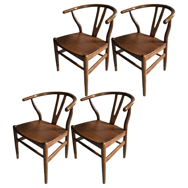 Contemporary Style Ash Wood Chair Dining Room Fork Bone Back Chairs Set Walnut 4 Piece Set Clearhalo ' kitchen&dining_furn' 'Dining Chairs' 'Dining Tables & Seating' 'dining_chair' 'furn' 'furn_dining_chair' 'Furniture' 'furniture_dining_chair' 'Kitchen & Dining Furniture' 'kitchen' 4210598
