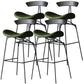Black Iron Bar Stool Industrial Style Low Back Counter Stool with Saddle Seat Green 4 Piece Set Clearhalo 'Bar Furniture' 'Bar Stools' 'bar_stools' 'furn' 'furn_bar_stools' 'furniture_bar_stools' 'Kitchen & Dining Furniture' 'kitchen&dining_furn' 'kitchen' 'kitchen_furn' Furniture' 4211086
