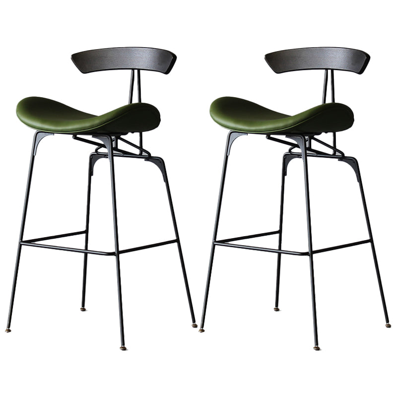 Black Iron Bar Stool Industrial Style Low Back Counter Stool with Saddle Seat Green 2 Piece Set Clearhalo 'Bar Furniture' 'Bar Stools' 'bar_stools' 'furn' 'furn_bar_stools' 'furniture_bar_stools' 'Kitchen & Dining Furniture' 'kitchen&dining_furn' 'kitchen' 'kitchen_furn' Furniture' 4211089