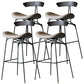 Black Iron Bar Stool Industrial Style Low Back Counter Stool with Saddle Seat Light Gray 4 Piece Set Clearhalo 'Bar Furniture' 'Bar Stools' 'bar_stools' 'furn' 'furn_bar_stools' 'furniture_bar_stools' 'Kitchen & Dining Furniture' 'kitchen&dining_furn' 'kitchen' 'kitchen_furn' Furniture' 4211092