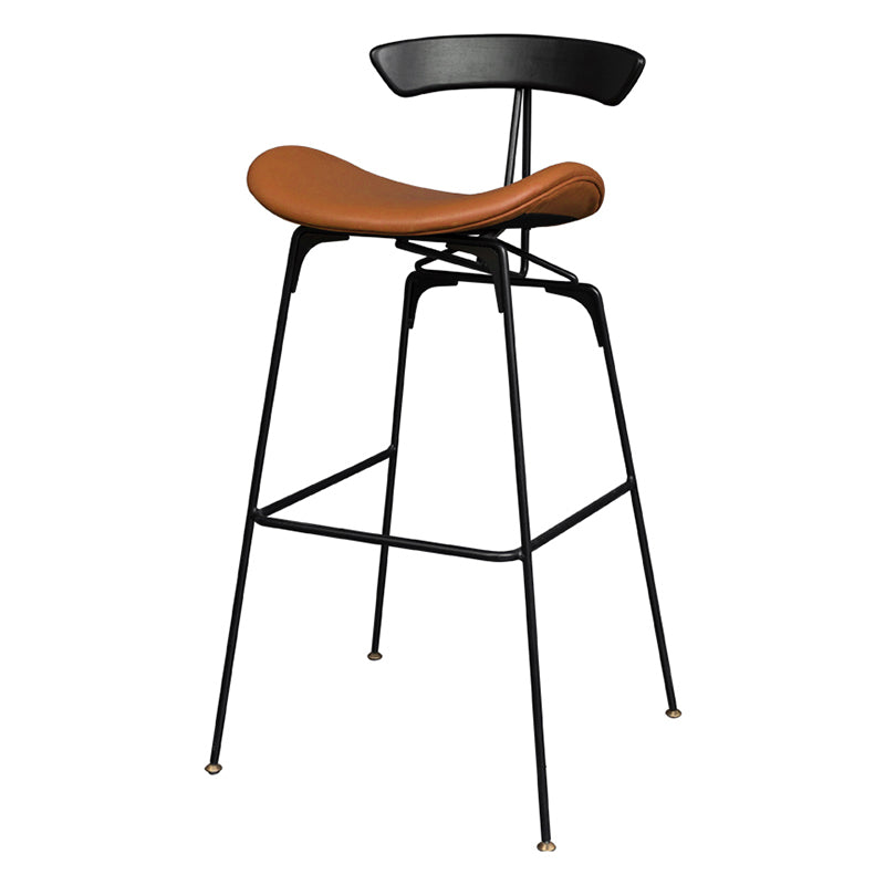 Black Iron Bar Stool Industrial Style Low Back Counter Stool with Saddle Seat Clearhalo 'Bar Furniture' 'Bar Stools' 'bar_stools' 'furn' 'furn_bar_stools' 'furniture_bar_stools' 'Kitchen & Dining Furniture' 'kitchen&dining_furn' 'kitchen' 'kitchen_furn' Furniture' 4211094
