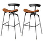 Black Iron Bar Stool Industrial Style Low Back Counter Stool with Saddle Seat Brown 2 Piece Set Clearhalo 'Bar Furniture' 'Bar Stools' 'bar_stools' 'furn' 'furn_bar_stools' 'furniture_bar_stools' 'Kitchen & Dining Furniture' 'kitchen&dining_furn' 'kitchen' 'kitchen_furn' Furniture' 4211102