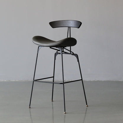 Black Iron Bar Stool Industrial Style Low Back Counter Stool with Saddle Seat Dark Gray 1 Piece Clearhalo 'Bar Furniture' 'Bar Stools' 'bar_stools' 'furn' 'furn_bar_stools' 'furniture_bar_stools' 'Kitchen & Dining Furniture' 'kitchen&dining_furn' 'kitchen' 'kitchen_furn' Furniture' 4211106