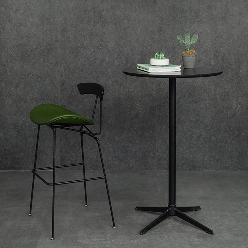 Black Iron Bar Stool Industrial Style Low Back Counter Stool with Saddle Seat Clearhalo 'Bar Furniture' 'Bar Stools' 'bar_stools' 'furn' 'furn_bar_stools' 'furniture_bar_stools' 'Kitchen & Dining Furniture' 'kitchen&dining_furn' 'kitchen' 'kitchen_furn' Furniture' 4211110