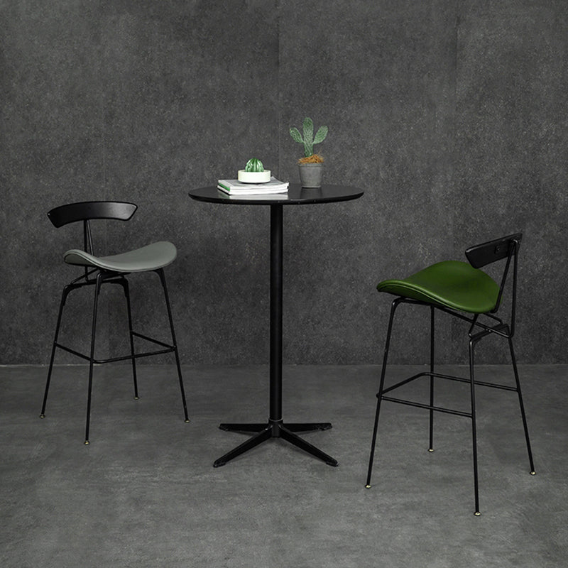 Black Iron Bar Stool Industrial Style Low Back Counter Stool with Saddle Seat Clearhalo 'Bar Furniture' 'Bar Stools' 'bar_stools' 'furn' 'furn_bar_stools' 'furniture_bar_stools' 'Kitchen & Dining Furniture' 'kitchen&dining_furn' 'kitchen' 'kitchen_furn' Furniture' 4211112