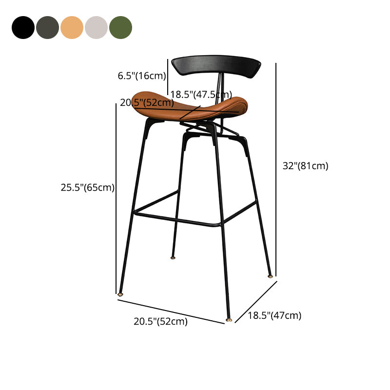 Black Iron Bar Stool Industrial Style Low Back Counter Stool with Saddle Seat Clearhalo 'Bar Furniture' 'Bar Stools' 'bar_stools' 'furn' 'furn_bar_stools' 'furniture_bar_stools' 'Kitchen & Dining Furniture' 'kitchen&dining_furn' 'kitchen' 'kitchen_furn' Furniture' 4211115