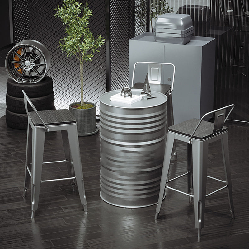 Industrial Silver Counter Stools Iron Wooden Bar Bristol Stools with Square Seat Clearhalo 'Bar Furniture' 'Bar Stools' 'bar_stools' 'furn' 'furn_bar_stools' 'furniture_bar_stools' 'Kitchen & Dining Furniture' 'kitchen&dining_furn' 'kitchen' 'kitchen_furn' Furniture' 4211117