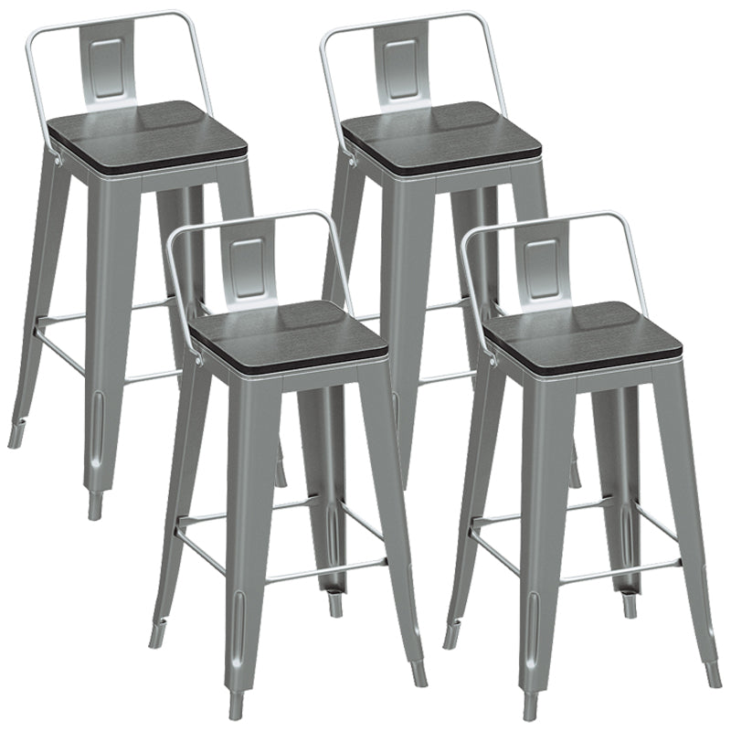 Industrial Silver Counter Stools Iron Wooden Bar Bristol Stools with Square Seat 4 Piece Set Clearhalo 'Bar Furniture' 'Bar Stools' 'bar_stools' 'furn' 'furn_bar_stools' 'furniture_bar_stools' 'Kitchen & Dining Furniture' 'kitchen&dining_furn' 'kitchen' 'kitchen_furn' Furniture' 4211118