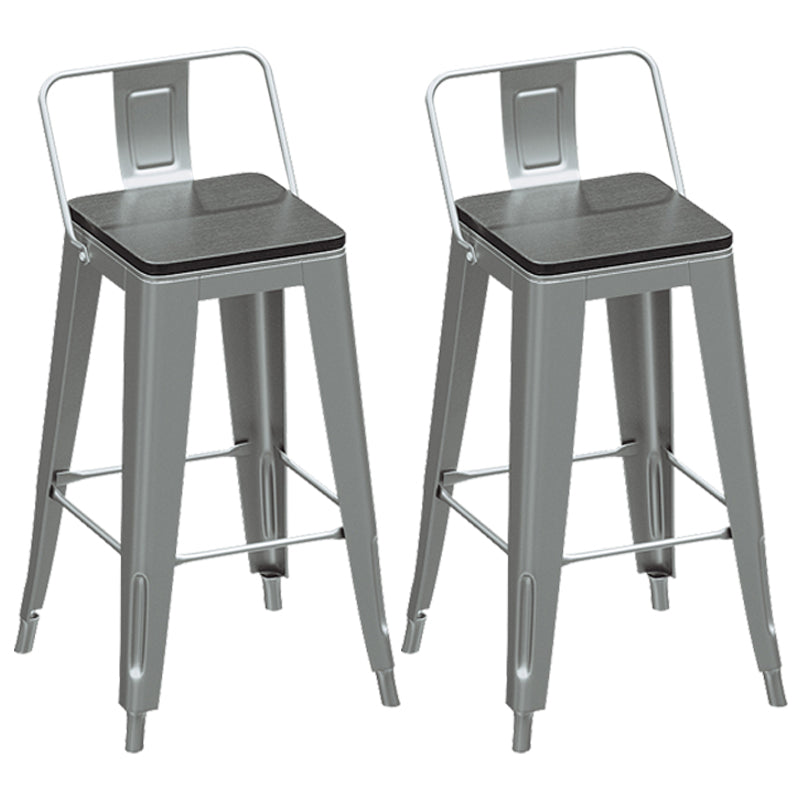 Industrial Silver Counter Stools Iron Wooden Bar Bristol Stools with Square Seat 2 Piece Set Clearhalo 'Bar Furniture' 'Bar Stools' 'bar_stools' 'furn' 'furn_bar_stools' 'furniture_bar_stools' 'Kitchen & Dining Furniture' 'kitchen&dining_furn' 'kitchen' 'kitchen_furn' Furniture' 4211121