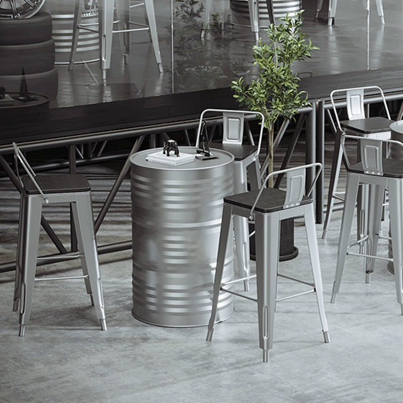 Industrial Silver Counter Stools Iron Wooden Bar Bristol Stools with Square Seat Clearhalo 'Bar Furniture' 'Bar Stools' 'bar_stools' 'furn' 'furn_bar_stools' 'furniture_bar_stools' 'Kitchen & Dining Furniture' 'kitchen&dining_furn' 'kitchen' 'kitchen_furn' Furniture' 4211122