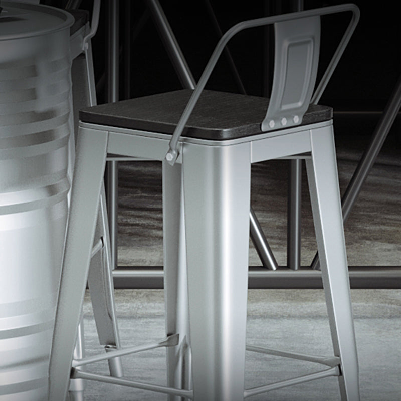 Industrial Silver Counter Stools Iron Wooden Bar Bristol Stools with Square Seat Clearhalo 'Bar Furniture' 'Bar Stools' 'bar_stools' 'furn' 'furn_bar_stools' 'furniture_bar_stools' 'Kitchen & Dining Furniture' 'kitchen&dining_furn' 'kitchen' 'kitchen_furn' Furniture' 4211125