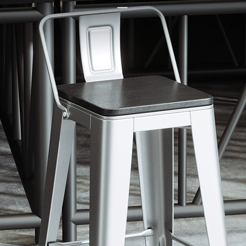 Industrial Silver Counter Stools Iron Wooden Bar Bristol Stools with Square Seat Clearhalo 'Bar Furniture' 'Bar Stools' 'bar_stools' 'furn' 'furn_bar_stools' 'furniture_bar_stools' 'Kitchen & Dining Furniture' 'kitchen&dining_furn' 'kitchen' 'kitchen_furn' Furniture' 4211126