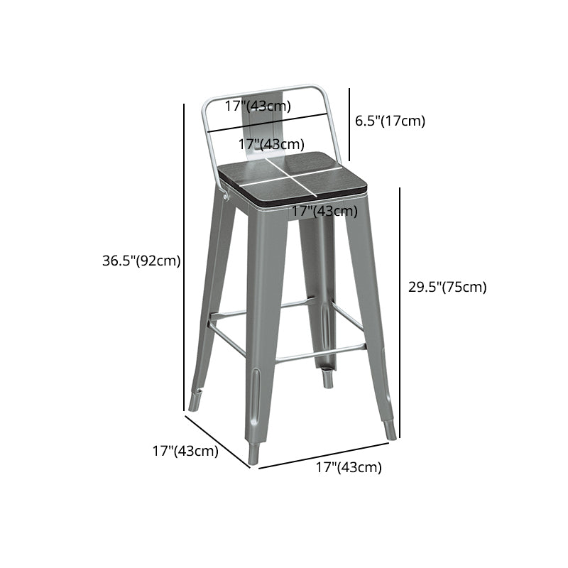 Industrial Silver Counter Stools Iron Wooden Bar Bristol Stools with Square Seat Clearhalo 'Bar Furniture' 'Bar Stools' 'bar_stools' 'furn' 'furn_bar_stools' 'furniture_bar_stools' 'Kitchen & Dining Furniture' 'kitchen&dining_furn' 'kitchen' 'kitchen_furn' Furniture' 4211129