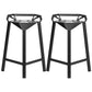 Black Iron Low Back Barstool Industrial Style Hollowed Out Design Tall Stool 2 Piece Set Counter Stool(26"H) Clearhalo 'Bar Furniture' 'Bar Stools' 'bar_stools' 'furn' 'furn_bar_stools' 'furniture_bar_stools' 'Kitchen & Dining Furniture' 'kitchen&dining_furn' 'kitchen' 'kitchen_furn' Furniture' 4211138
