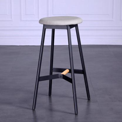 Industrial Black Counter Stools Metal Wood Backless Bar Stools with Round Seat Light Gray 1 Piece Clearhalo 'Bar Furniture' 'Bar Stools' 'bar_stools' 'furn' 'furn_bar_stools' 'furniture_bar_stools' 'Kitchen & Dining Furniture' 'kitchen&dining_furn' 'kitchen' 'kitchen_furn' Furniture' 4211149