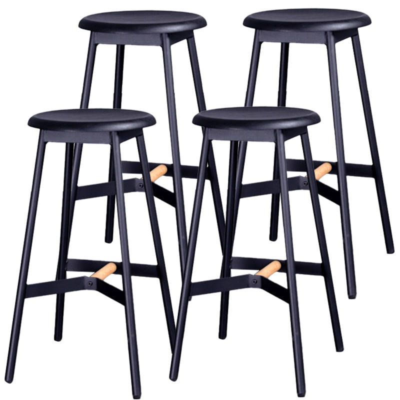 Industrial Black Counter Stools Metal Wood Backless Bar Stools with Round Seat Black 4 Piece Set Clearhalo 'Bar Furniture' 'Bar Stools' 'bar_stools' 'furn' 'furn_bar_stools' 'furniture_bar_stools' 'Kitchen & Dining Furniture' 'kitchen&dining_furn' 'kitchen' 'kitchen_furn' Furniture' 4211153