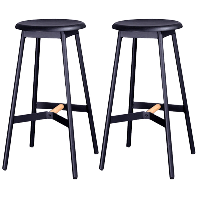 Industrial Black Counter Stools Metal Wood Backless Bar Stools with Round Seat Black 2 Piece Set Clearhalo 'Bar Furniture' 'Bar Stools' 'bar_stools' 'furn' 'furn_bar_stools' 'furniture_bar_stools' 'Kitchen & Dining Furniture' 'kitchen&dining_furn' 'kitchen' 'kitchen_furn' Furniture' 4211157