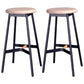 Industrial Black Counter Stools Metal Wood Backless Bar Stools with Round Seat Beige 2 Piece Set Clearhalo 'Bar Furniture' 'Bar Stools' 'bar_stools' 'furn' 'furn_bar_stools' 'furniture_bar_stools' 'Kitchen & Dining Furniture' 'kitchen&dining_furn' 'kitchen' 'kitchen_furn' Furniture' 4211163