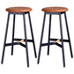 Industrial Black Counter Stools Metal Wood Backless Bar Stools with Round Seat Brown 2 Piece Set Clearhalo 'Bar Furniture' 'Bar Stools' 'bar_stools' 'furn' 'furn_bar_stools' 'furniture_bar_stools' 'Kitchen & Dining Furniture' 'kitchen&dining_furn' 'kitchen' 'kitchen_furn' Furniture' 4211168