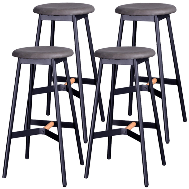 Industrial Black Counter Stools Metal Wood Backless Bar Stools with Round Seat Grey 4 Piece Set Clearhalo 'Bar Furniture' 'Bar Stools' 'bar_stools' 'furn' 'furn_bar_stools' 'furniture_bar_stools' 'Kitchen & Dining Furniture' 'kitchen&dining_furn' 'kitchen' 'kitchen_furn' Furniture' 4211169