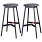 Industrial Black Counter Stools Metal Wood Backless Bar Stools with Round Seat Grey 2 Piece Set Clearhalo 'Bar Furniture' 'Bar Stools' 'bar_stools' 'furn' 'furn_bar_stools' 'furniture_bar_stools' 'Kitchen & Dining Furniture' 'kitchen&dining_furn' 'kitchen' 'kitchen_furn' Furniture' 4211171