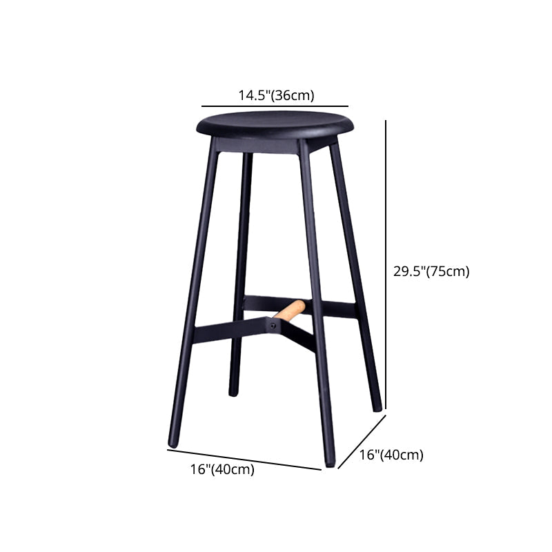 Industrial Black Counter Stools Metal Wood Backless Bar Stools with Round Seat Clearhalo 'Bar Furniture' 'Bar Stools' 'bar_stools' 'furn' 'furn_bar_stools' 'furniture_bar_stools' 'Kitchen & Dining Furniture' 'kitchen&dining_furn' 'kitchen' 'kitchen_furn' Furniture' 4211172
