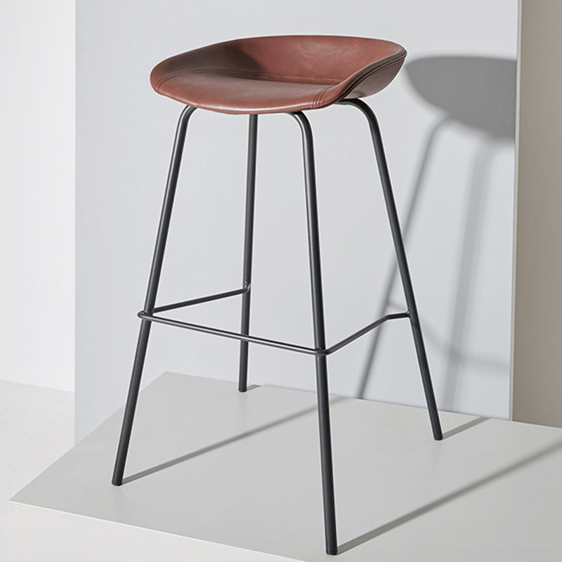 Industrial Iron Distressed Quilted Barstool Indoor Tall Stool with Leather Seat Dark Red 1 Piece Clearhalo 'Bar Furniture' 'Bar Stools' 'bar_stools' 'furn' 'furn_bar_stools' 'furniture_bar_stools' 'Kitchen & Dining Furniture' 'kitchen&dining_furn' 'kitchen' 'kitchen_furn' Furniture' 4211176