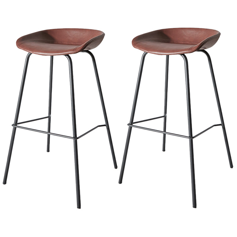 Industrial Iron Distressed Quilted Barstool Indoor Tall Stool with Leather Seat Dark Red 2 Piece Set Clearhalo 'Bar Furniture' 'Bar Stools' 'bar_stools' 'furn' 'furn_bar_stools' 'furniture_bar_stools' 'Kitchen & Dining Furniture' 'kitchen&dining_furn' 'kitchen' 'kitchen_furn' Furniture' 4211177