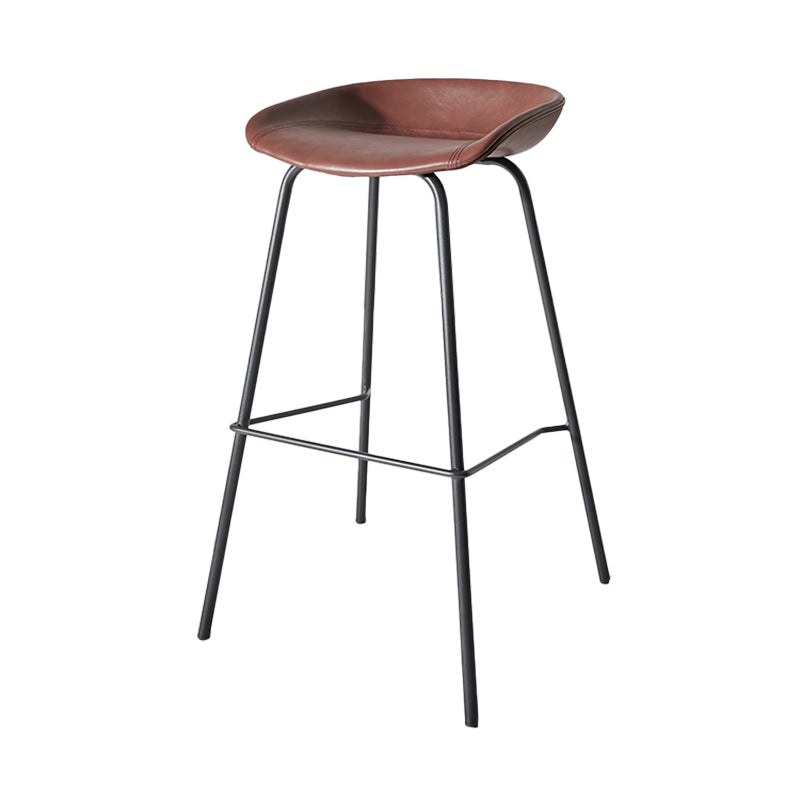 Industrial Iron Distressed Quilted Barstool Indoor Tall Stool with Leather Seat Clearhalo 'Bar Furniture' 'Bar Stools' 'bar_stools' 'furn' 'furn_bar_stools' 'furniture_bar_stools' 'Kitchen & Dining Furniture' 'kitchen&dining_furn' 'kitchen' 'kitchen_furn' Furniture' 4211182