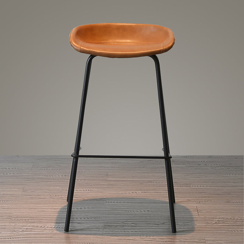Industrial Iron Distressed Quilted Barstool Indoor Tall Stool with Leather Seat Clearhalo 'Bar Furniture' 'Bar Stools' 'bar_stools' 'furn' 'furn_bar_stools' 'furniture_bar_stools' 'Kitchen & Dining Furniture' 'kitchen&dining_furn' 'kitchen' 'kitchen_furn' Furniture' 4211191