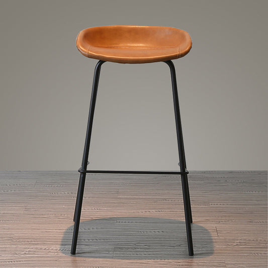 Industrial Iron Distressed Quilted Barstool Indoor Tall Stool with Leather Seat Clearhalo 'Bar Furniture' 'Bar Stools' 'bar_stools' 'furn' 'furn_bar_stools' 'furniture_bar_stools' 'Kitchen & Dining Furniture' 'kitchen&dining_furn' 'kitchen' 'kitchen_furn' Furniture' 4211191