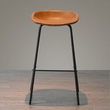 Industrial Iron Distressed Quilted Barstool Indoor Tall Stool with Leather Seat Clearhalo 'Bar Furniture' 'Bar Stools' 'bar_stools' 'furn' 'furn_bar_stools' 'furniture_bar_stools' 'Kitchen & Dining Furniture' 'kitchen&dining_furn' 'kitchen' 'kitchen_furn' Furniture' 4211191