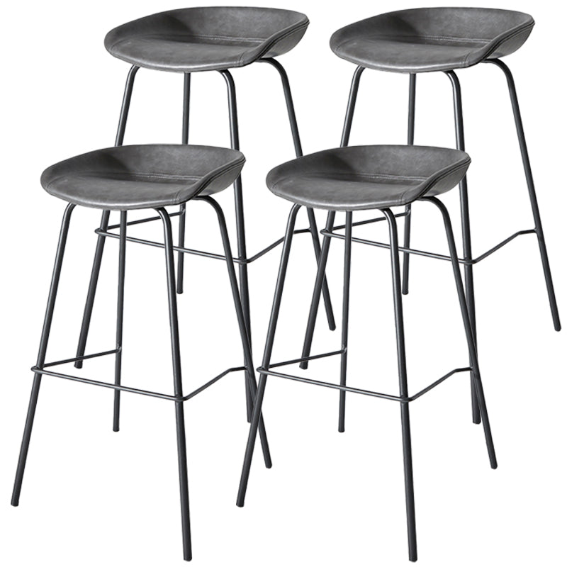 Industrial Iron Distressed Quilted Barstool Indoor Tall Stool with Leather Seat Dark Gray 4 Piece Set Clearhalo 'Bar Furniture' 'Bar Stools' 'bar_stools' 'furn' 'furn_bar_stools' 'furniture_bar_stools' 'Kitchen & Dining Furniture' 'kitchen&dining_furn' 'kitchen' 'kitchen_furn' Furniture' 4211192