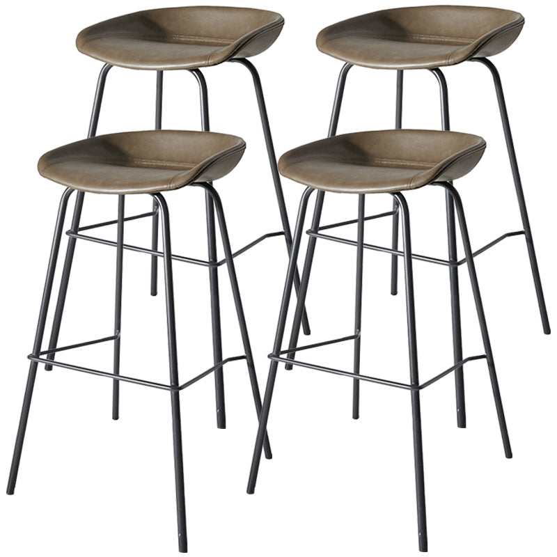 Industrial Iron Distressed Quilted Barstool Indoor Tall Stool with Leather Seat Dark Coffee 4 Piece Set Clearhalo 'Bar Furniture' 'Bar Stools' 'bar_stools' 'furn' 'furn_bar_stools' 'furniture_bar_stools' 'Kitchen & Dining Furniture' 'kitchen&dining_furn' 'kitchen' 'kitchen_furn' Furniture' 4211197