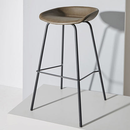 Industrial Iron Distressed Quilted Barstool Indoor Tall Stool with Leather Seat Dark Coffee 1 Piece Clearhalo 'Bar Furniture' 'Bar Stools' 'bar_stools' 'furn' 'furn_bar_stools' 'furniture_bar_stools' 'Kitchen & Dining Furniture' 'kitchen&dining_furn' 'kitchen' 'kitchen_furn' Furniture' 4211198