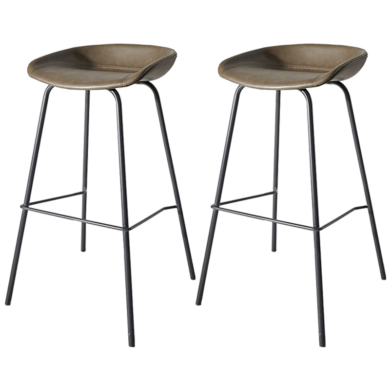 Industrial Iron Distressed Quilted Barstool Indoor Tall Stool with Leather Seat Dark Coffee 2 Piece Set Clearhalo 'Bar Furniture' 'Bar Stools' 'bar_stools' 'furn' 'furn_bar_stools' 'furniture_bar_stools' 'Kitchen & Dining Furniture' 'kitchen&dining_furn' 'kitchen' 'kitchen_furn' Furniture' 4211199
