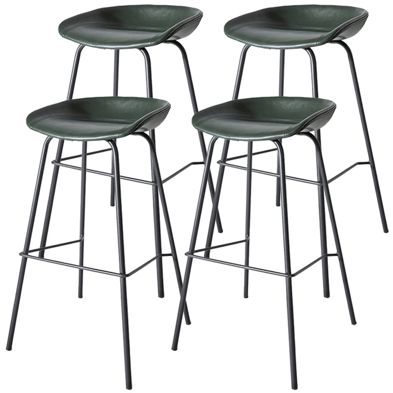 Industrial Iron Distressed Quilted Barstool Indoor Tall Stool with Leather Seat Blackish Green 4 Piece Set Clearhalo 'Bar Furniture' 'Bar Stools' 'bar_stools' 'furn' 'furn_bar_stools' 'furniture_bar_stools' 'Kitchen & Dining Furniture' 'kitchen&dining_furn' 'kitchen' 'kitchen_furn' Furniture' 4211200